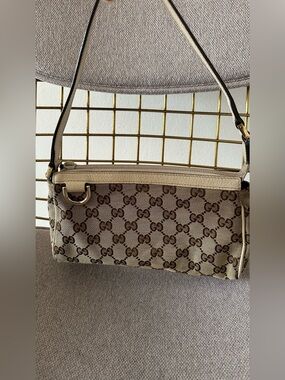Gucci Beige/Brown Monogram Shoulder Bag